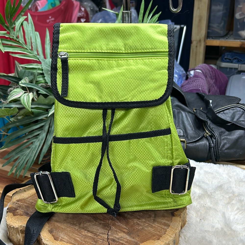 Lime green and black backp